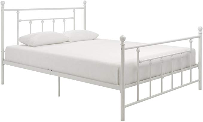 DHP Manila White Metal Bed with Signature Sleep Memoir 10-Inch Mattress, Set, Queen Size