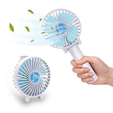 HENGQIANG Portable Mini Fan, Folding Handheld Small Fan, Built-In 1200mAh Rechargeable Battery, Equipped With 3 Kinds of Strong Wind, Can Be Used for Indoor Home, Outdoor Travel.（White）