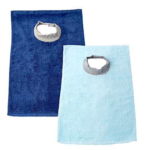 Full Coverage Bibs! Ultra Absorbent Baby/Toddler Best Terry Towel Bib - Super Soft 99% Cotton with Comfortable Ribbed Neck, 2-Pack Navy & Light Blue, 6 Months - 4 Years