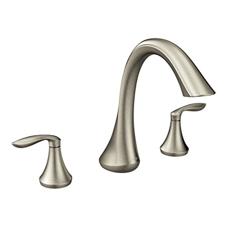 Moen Eva Two-Handle High-Arc Roman Tub Faucet without Valve, Brushed Nickel (T943BN)