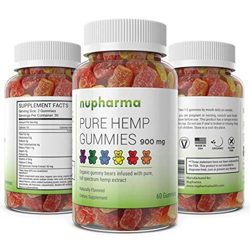 Pure Hemp Gummies - 15mg per Gummy - Organic Full Spectrum Hemp Extract- Hemp Oil Gummy Bears (60 Count)