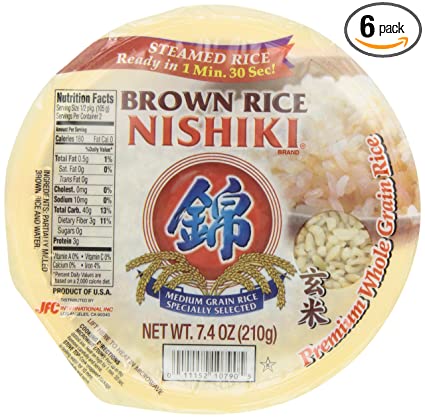 Nishiki Cooked Brown Rice, 7.4-Ounces (Pack of 6)