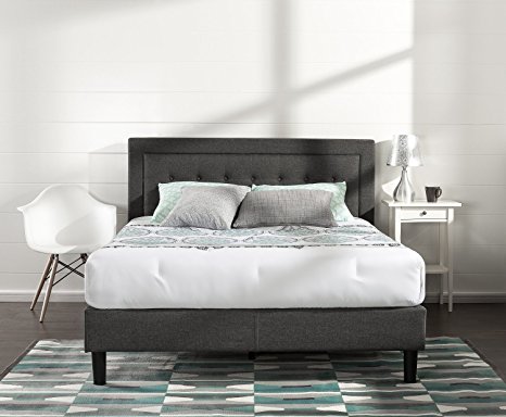 Zinus Upholstered Button Tufted Premium Platform Bed with Less Than 3 inch spacing Wooden Slat Support, Twin