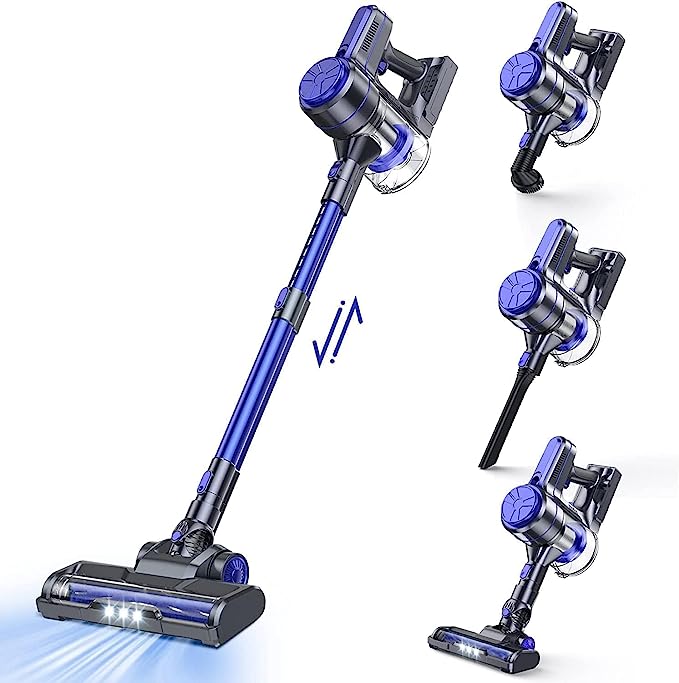 EICOBOT Cordless Vacuum Cleaner, 20000Pa Powerful Cordless Vacuum 6 in 1, 30Mins Long Runtime, Lightweight & Ultra-Quiet Stick Vacuum for Hardwood Floor Carpet Car Cleaning Dark Blue