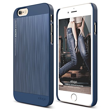 iPhone 6S Case, elago [Outift Matrix][Jean Indigo] - [Premium Hybrid Construction][Brushed Aluminum][Spark Design Award] - for iPhone 6/6S