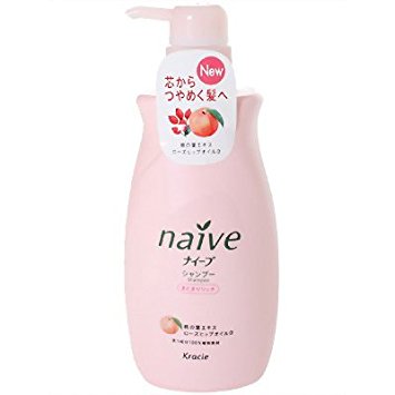 KRACIE Naive Shampoo Peach Pump Moist, 0.5 Pound