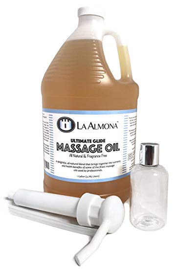 Massage Oil, Ultimate Glide, 1 Gallon with Dispensing Pump & 4oz Bottle