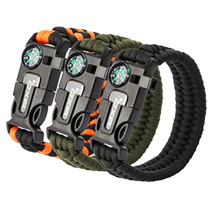 OXA Survival Paracord Bracelet, Emergency Outdoor Paracord Survival Bracelet with Multi Tool - Embedded Compass, Fire Starter, Emergency Knife, Whistle, Rescue Rope for Hiking Traveling