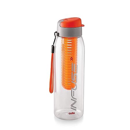 Cello Infuse Plastic Water Bottle (800 ml, Orange, Set of 1)