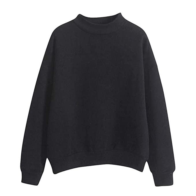 Sunward Coat for Women, Women O-Neck Solid Color Turtleneck Long Sleeve Plus Velvet Sweatshirt
