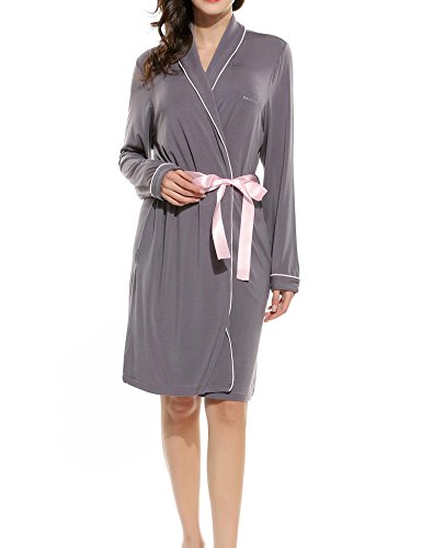 Ekouaer Women's Cotton Bathrobes Soft Kimono Robe Knee Length Spa Robe XS-XL