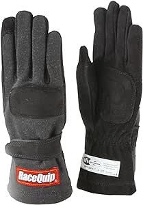 RaceQuip Race Gloves 355 Series 2 Layer Nomex SFI 3.3/5 Certified Black Medium 355003