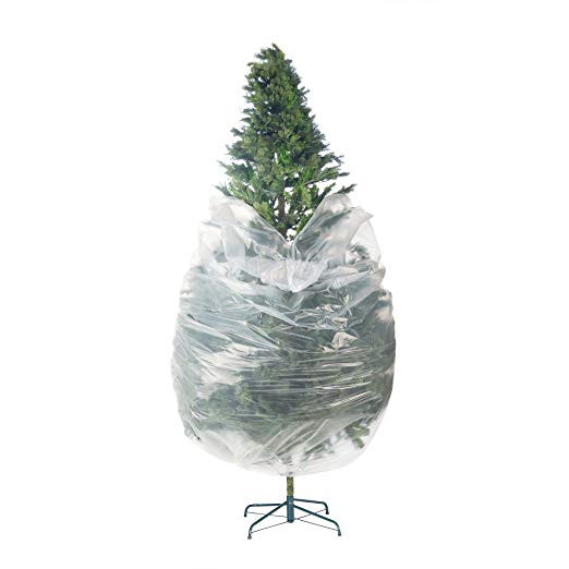 Elf Stor 83-DT5025 Premium Christmas Poly Large Storage Bag 9' x 4' for 7.5' Trees, Foot, Clear