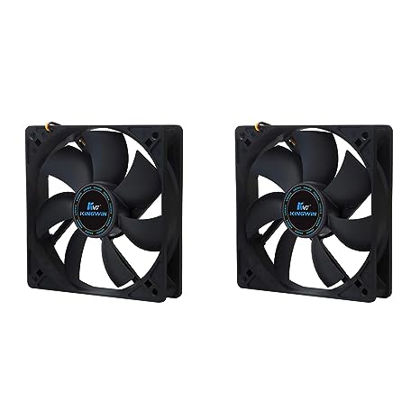 Kingwin 120mm Silent Fan for Computer Cases, Mining Rig, CPU Coolers, Computer Cooling Fan, Long Life Bearing, and Provide Excellent Ventilation Black CF-012LB (Pack of 2)