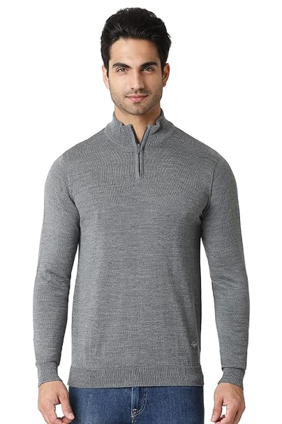 Van Heusen Men Merino Wool Regular Fit High Neck Long Sleeve Pullover Sweater