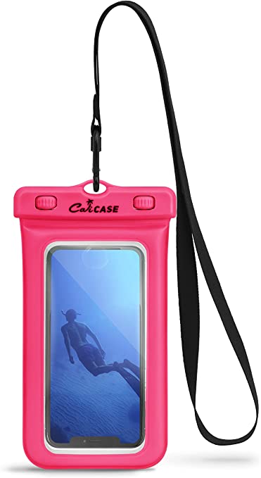 Floating Waterproof Case Pouch, CaliCase® [Universal] [Pink] - Perfect for Boating / Kayaking / Rafting / Swimming, Dry Bag Protects your Cell Phone and valuables - IPX8 Certified to 100 Feet