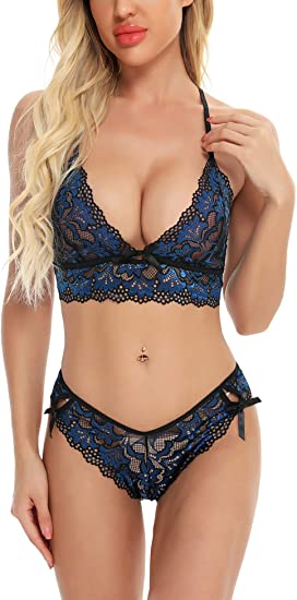 Womens Lingerie 2 Piece Sexy Bra and Panty Sets Strappy Babydoll Bodysuit