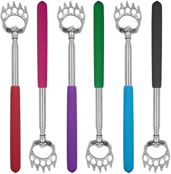 6PC Back Scratcher for Men, Bagvhandbagro Bear Claw Back Scratcher Extendable with Long Rubber Handles Telescoping Back Scratcher for Women Metal Back scratchers for Adults Fathers Day