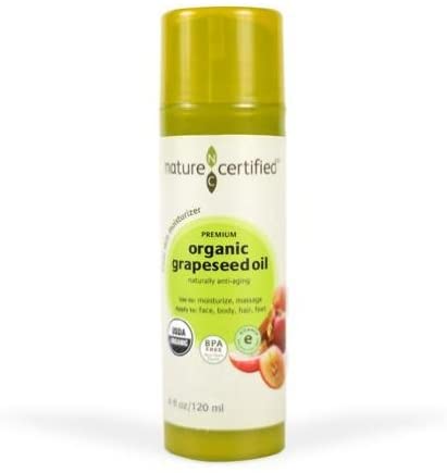 100% Natural, Raw, Pure, Hexane Free, Cold-Pressed and USDA Certified Organic Grapeseed Oil - 120 ml