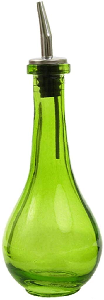 Oil and Vinegar Dispenser or Salad Dressing Bottle, Dish Soap Dispenser G197VF Lime Green Raindrop Style 8 oz. Bottle. Metal Pour Spout Included