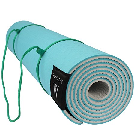 Goture Non Slip SGS Certified TPE Yoga Mat With Carry Strap - High Density Thick 1/4'' Durable Mat 72''24'' Eco Friendly Non Toxic Pilates Mat