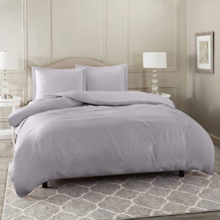 Nestl Duvet Cover 2 Piece Set – Ultra Soft Double Brushed Microfiber Hotel-Quality – Comforter Cover with Button Closure and 1 Pillow Sham, Gray Lavender - Twin (Single) 68"x90"