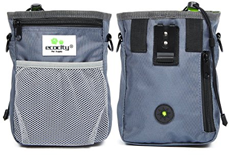 Dog Training Treat Pouch - Built-in Poop Bag Dispenser, Perfect Carries Pet Toys, Treats - 3 Ways To Wear by Ecocity Pet Supply
