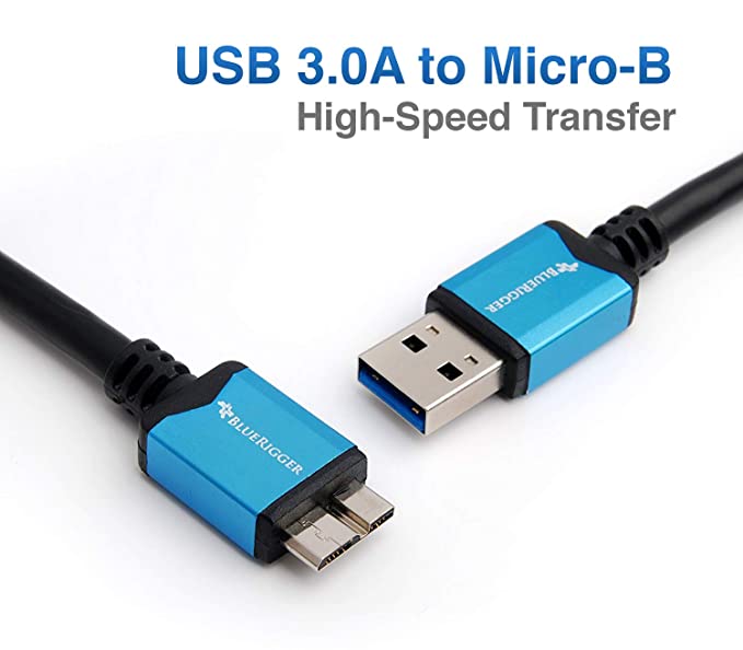 BlueRigger SuperSpeed USB 3.0 (Type A Male to Micro-B) Cable (3 Feet / 0.9 Meter)