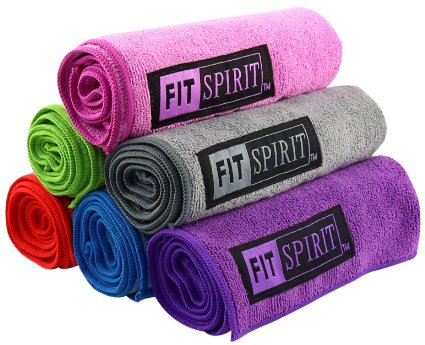 Fit Spirit® Super Absorbent Microfiber Non Slip Skidless Yoga Towel and Hand Towel Combo Set - Choose Your Color