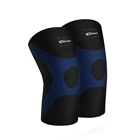 JoyFit - Knee Compression Sleeve Pair for Pain, Cycling, Running, Support, Sports, Basketball, Badminton, Jogging, Gym, Workout, Arthritis for Men and Women