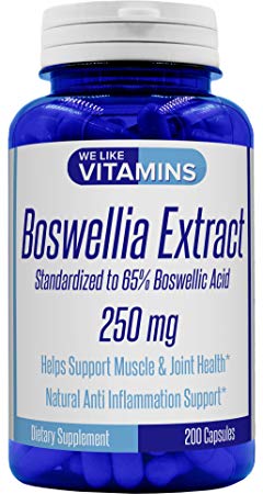 Boswellia Extract 250mg - 200 Capsules - Best Value Boswellia Supplement Standardized to 65% Boswellic Acid on Amazon - Helps Support Joints and Vital Connective Tissues*