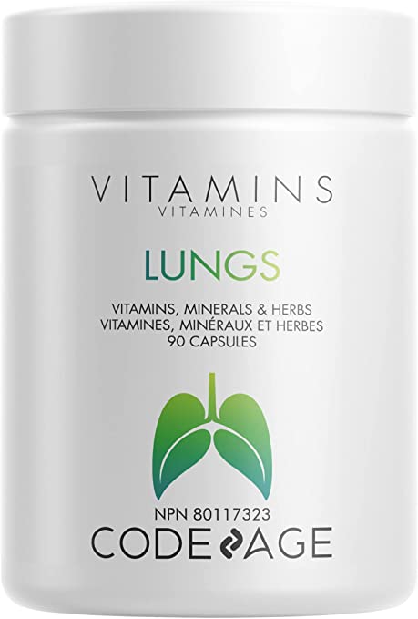 Codeage Lungs Vitamins, A, C, D, E, B6, Milk Thistle Lung Supplement, Zinc & Magnesium, Cordyceps, Reishi, Ginger, Peppermint Leaf Organic Herbs - Non-GMO - 90 Capsules