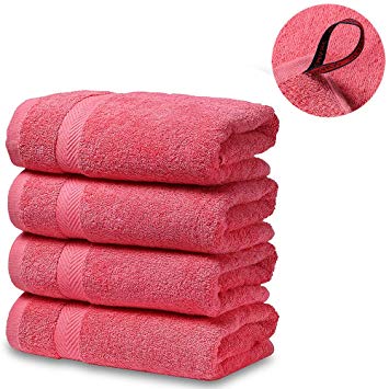 SEMAXE Premium Organic Cotton Hand Towels, 16”x 27”, Luxury Hotel & Spa (Coral,4 Hand Towel)