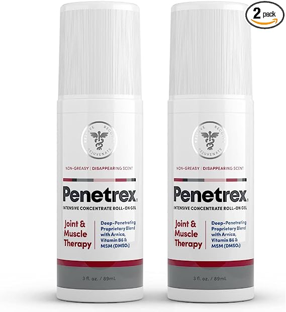 Penetrex Joint & Muscle Therapy Rub (2-Pack) – 3oz Roll-On Gel – Joint and Muscle Recovery, Premium Formula with Arnica, Vitamin B6 and MSM Provides Relief for Back, Neck, Hands, Feet