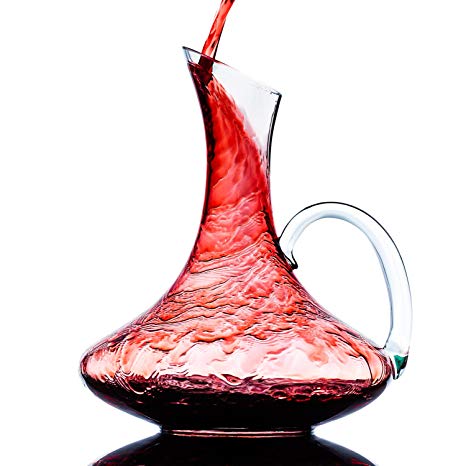 Culinaire 1800 ml (60.8 oz) Crystal Glass Wine Decanter/Wine Carafe with Handle