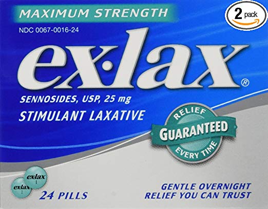 Ex-Lax Maximum Strength Laxative, 24-Count Pills (Pack of 2)