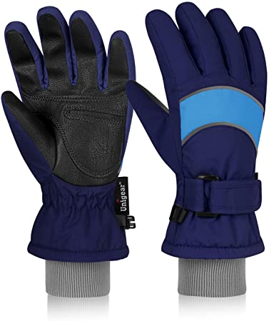 Unigear Kids Ski Gloves, Waterproof Winter Cold Weather Snowboard Snow Gloves, Fit Both Boys & Girls (Blue, 3)