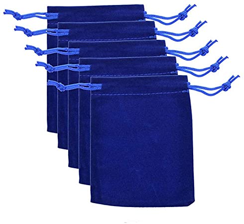 25 Pcs Velvet Cloth Drawstring Bags Jewelry Pouches Bag Gift Packaging Bag Sachet Bag Party Wedding Favor, 2 x 2.75 Inch (Royal Blue)