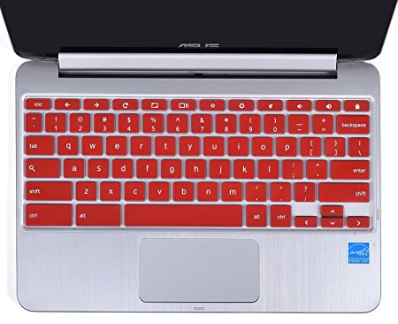 CaseBuy ASUS Chromebook Silicone Keyboard Protector Cover for ASUS Chromebook Flip 10.1" C100PA Laptop US Layout (Red)