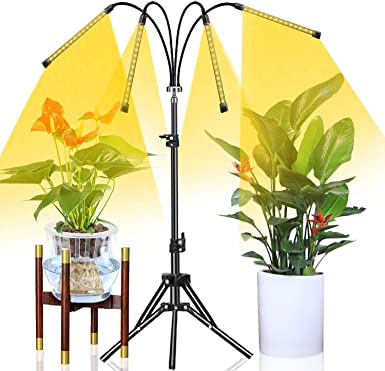 Abonnyc Grow Light with Stand LED Growing Light Full Spectrum for Indoor Plants with Timer,Plant Growing Lamps for Seedlings with Adjustable Tripod&Gooseneck,4 Switch Modes 6 Brightness Settings