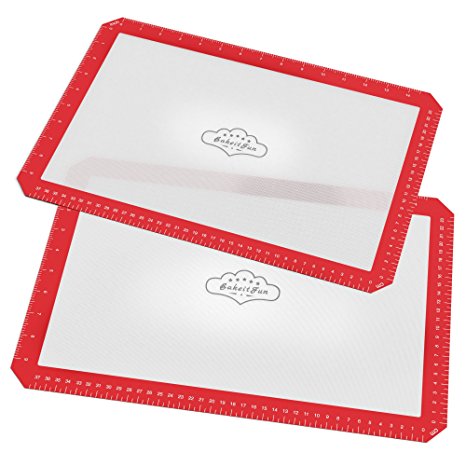 Bakeitfun Standard Silicone Baking Mats Cut Corners Double Set, 2 16.5 X 11.6 Inches, Heat Resistant, Reusable, Multipurpose, Non-stick Surface, Made Of Professional German Grade Materials, Red