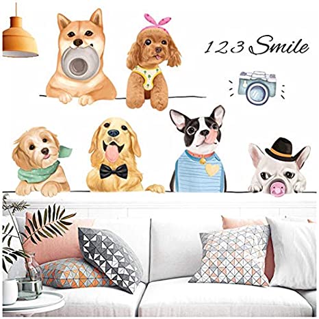 Animal Wall Decals, H2MTOOL Removable Pet Dog Baby Wall Stickers for Kids Nursery Room Bathroom Decor (Dog)