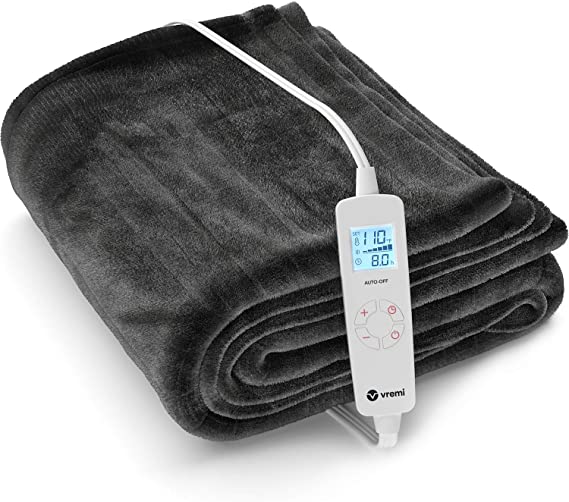 Vremi Electric Blanket - 62 x 84 inches Twin Heated Blanket with 6 Heat and 8 Time Settings - Flannel Fleece - 20 Feet Long Cord, Backlit LCD Remote, Auto Shut Off, Machine Washable