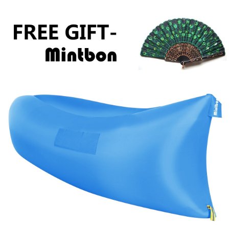 [Upgraded Version] Mintbon Bean Bag Inflatable Lounger Ripstop Nylon Air Filled Balloon Furniture with Carry Bag Hangout as Lounge Chair Bean Bag Air Hammock Sofa Couch Blue