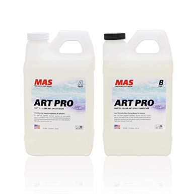 MAS Art Pro Epoxy Resin & Hardener | Two Part Art Resin Features UV Inhibition, Longer Working Time, Special Formulation for Resin Art | Professional Grade Crystal Clear Epoxy Resin (1 Gallon)
