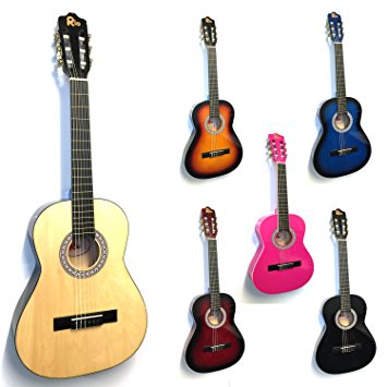 Rio 1/4 Size Natural Acoustic Classical Guitar Pack For Kids Beginners - Suit 4 To 6 Years - Inc Bag, Strap, Picks, Pitch Pipes - New