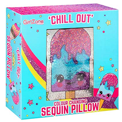 GirlZone: Birthday Gifts for Girls Age 4 5 6 7 8 9 10 Years Old, Magical Reversible Sequin Glitter Pillow & Pillow Case, 40cm x 40cm.