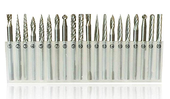 ZJchao 20pcs 3mm Shank Tungsten Steel Solid Carbide Rotary Files Diamond Burrs Set Fits for Dremel Tools Woodworking Drilling