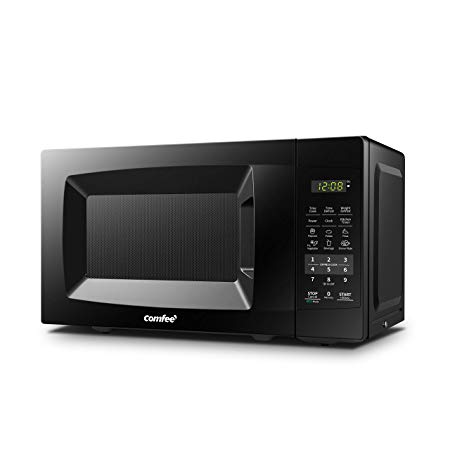 Comfee EM720CPL-PMB Countertop Microwave Oven with Sound On/Off, ECO Mode and Easy One-Touch Buttons, 0.7cu.ft, 700W, Black