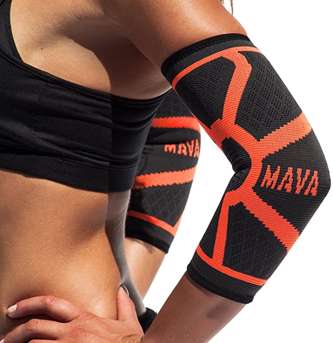 Mava Sports Elbow Brace Compression Sleeve (Pair) - Elbow Brace for Tendonitis, Tennis, Workouts, Weightlifting, Golfer's Elbow Treatment, Basketball- Reduce Joint Pain & elbow support - Elbow sleeve